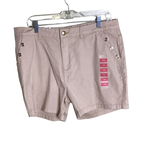 Stella Parker  Collection Women  Khaki shorts  Sz. 14  NWT  Summer Casual Chino - Picture 1 of 11